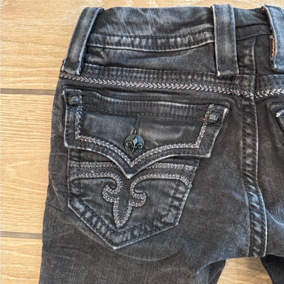 ROCK REVIVAL ANAIS SZ 24 SKINNY EMBROIDERED BLACK DENIM JEANS - Picture 15 of 16